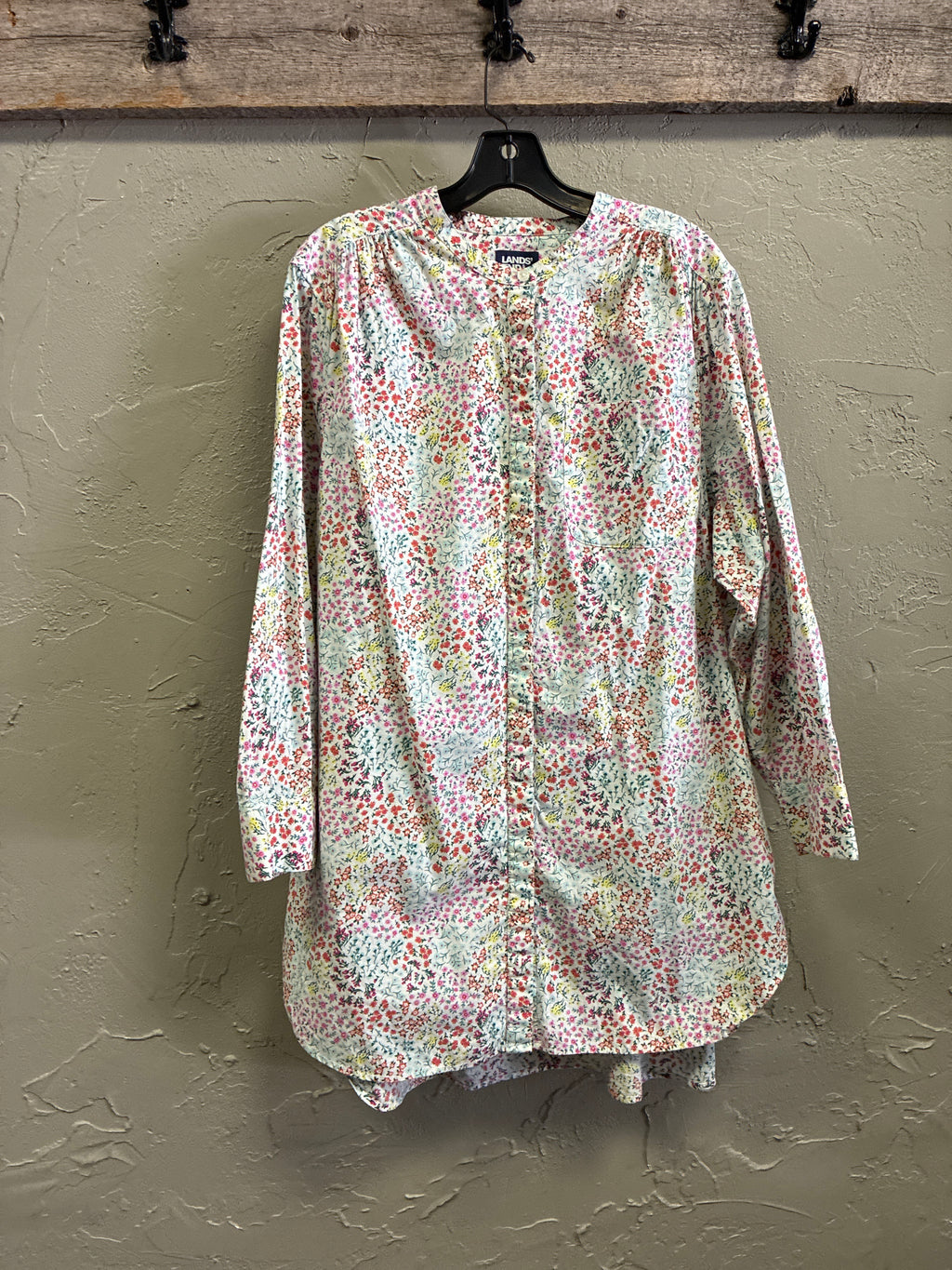 Lands End Floral Button Down Tunic