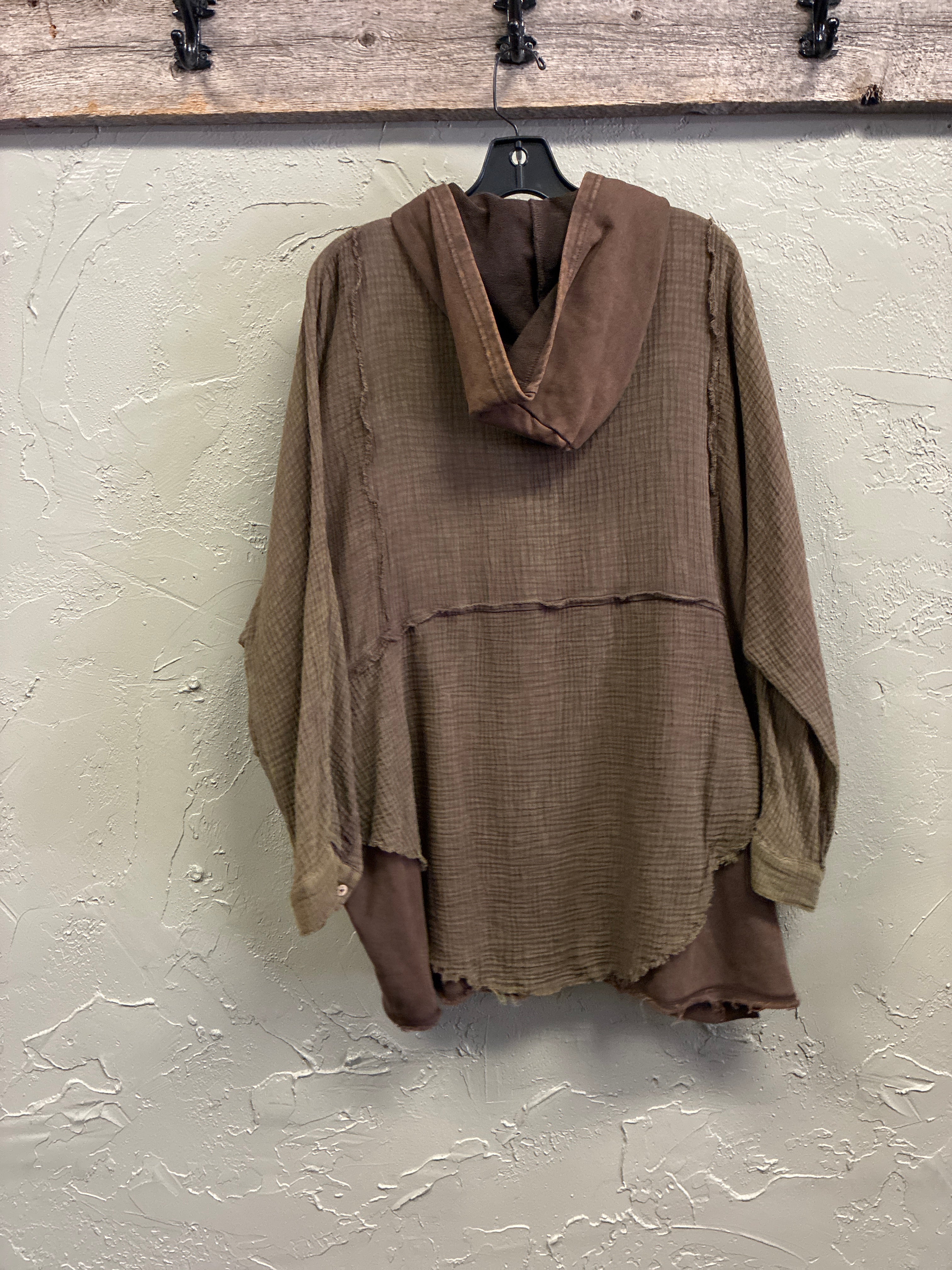 Oli & Hali Mixed-Media Hooded Shacket (org$76)