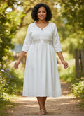 Embroidered Button-Front Dress