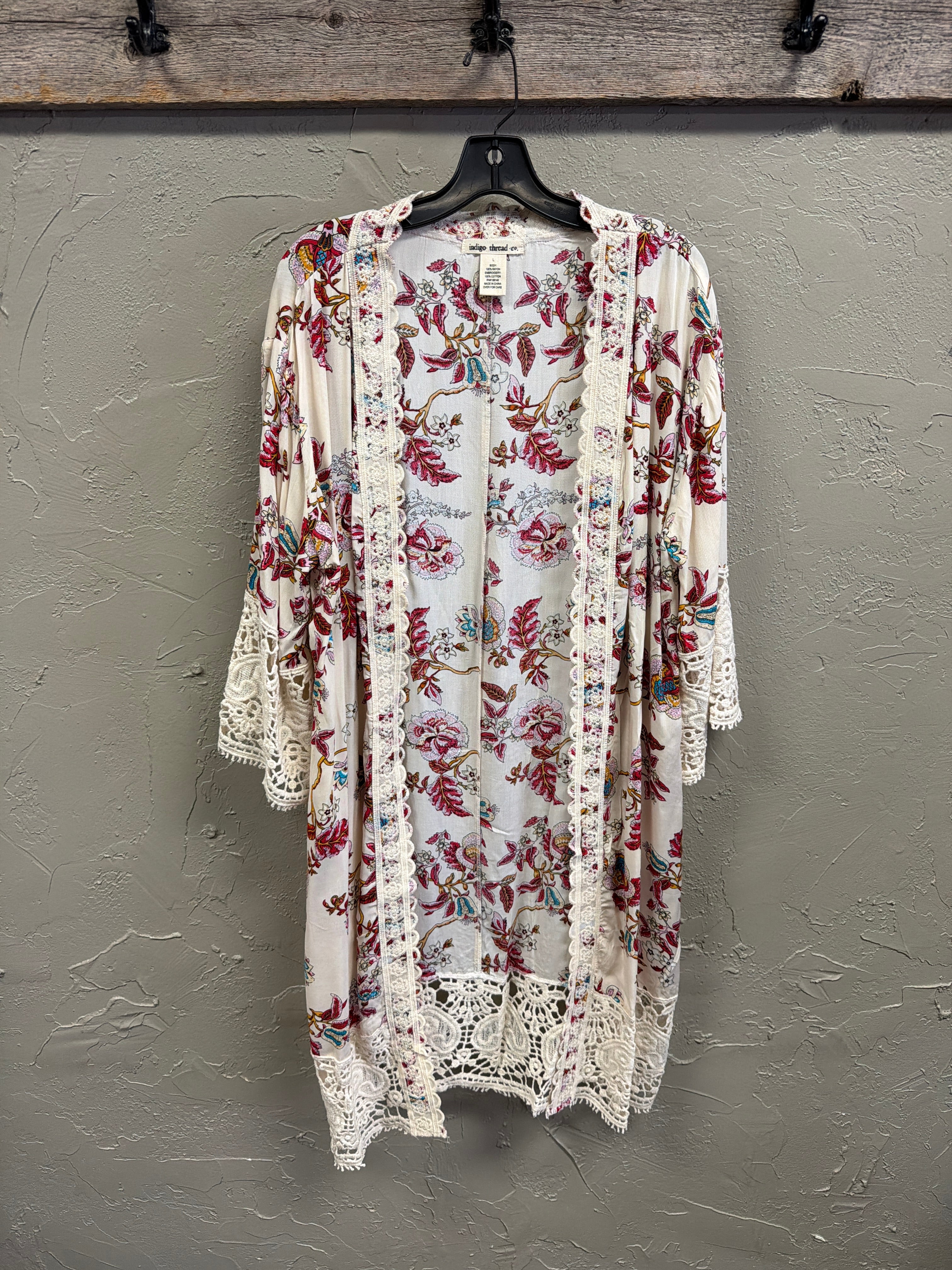 NWOT Indigo Thread Lace Trim Duster (org$48)