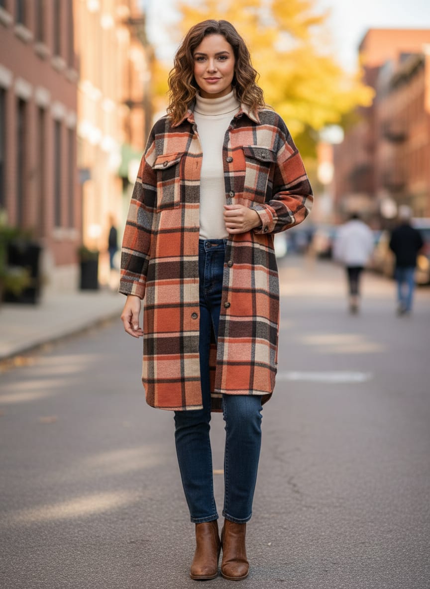 NWT Longline Plaid Shacket