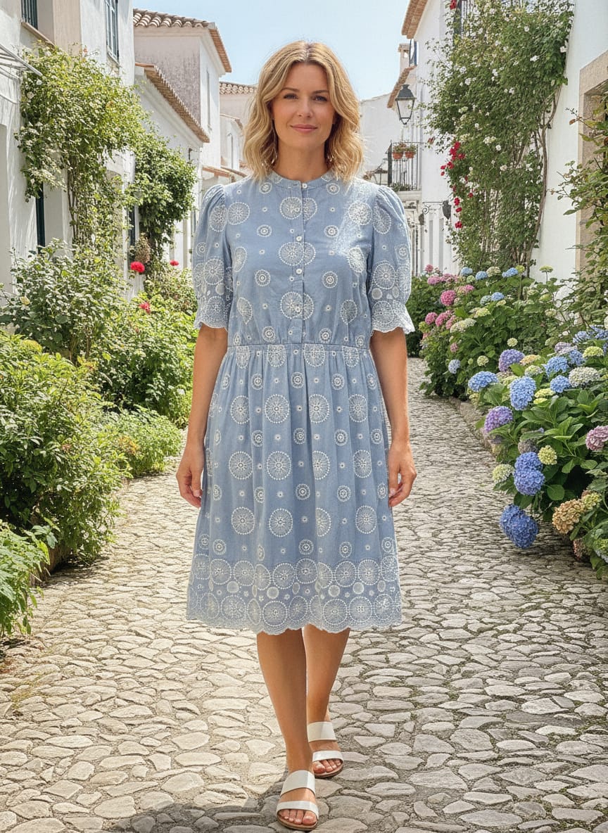 Boden Puff Sleeve Broderie Dress (org$170)