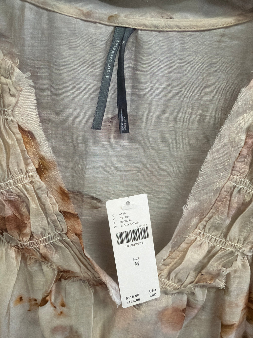 NWT Anthropologie Smocked Yoke Top (org$118)