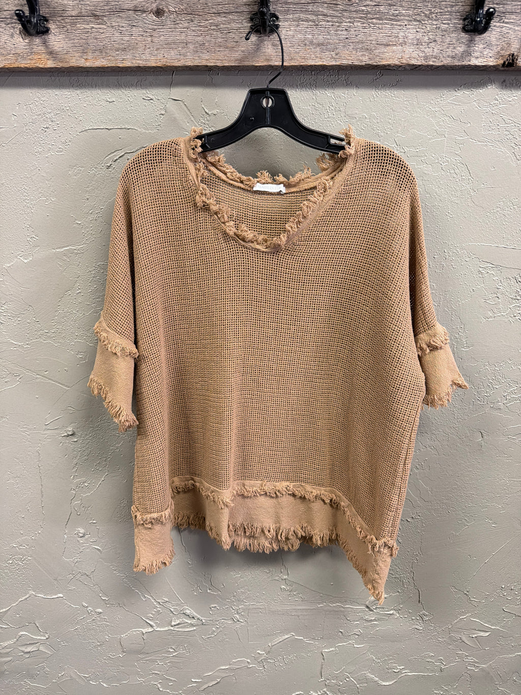 Open-Mesh Frayed Top