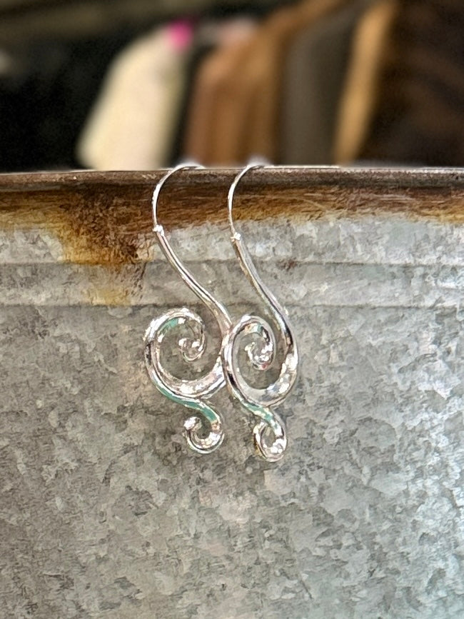 Silver Swirl Drop Earrings