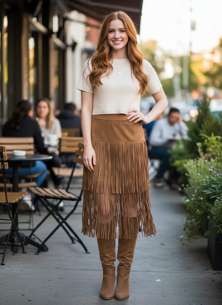 NWOT Kate&Mallory Fringe Skirt