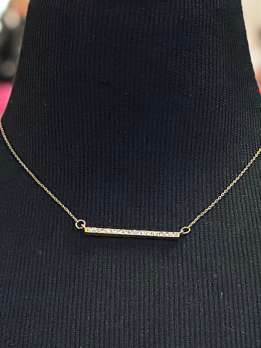 Crystal Pave Bar Necklace