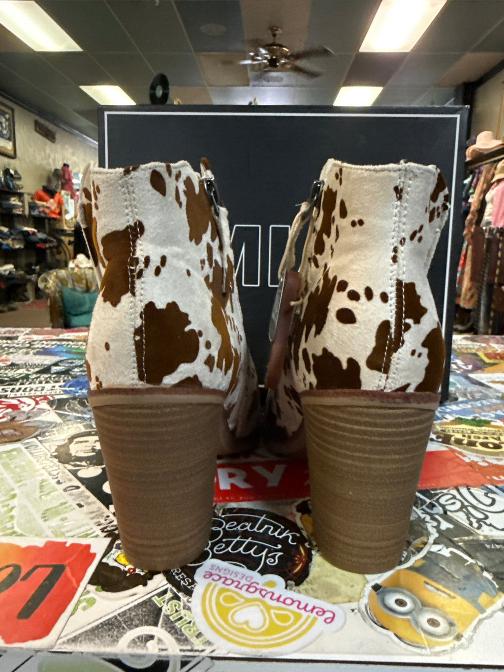 NIB MIA Cow Print Ankle Boot (org$80)