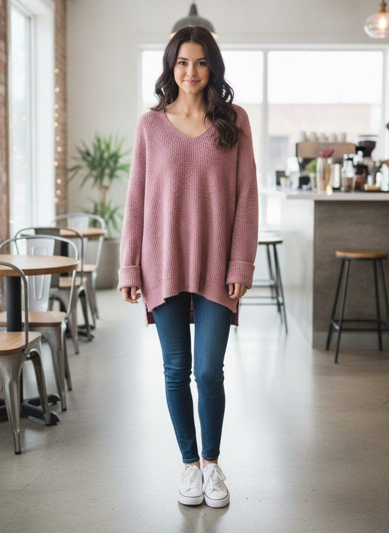 NWOT Listicle Waffle Knit Sweater (org$65)