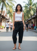 Cropped Cotton Harem Pants