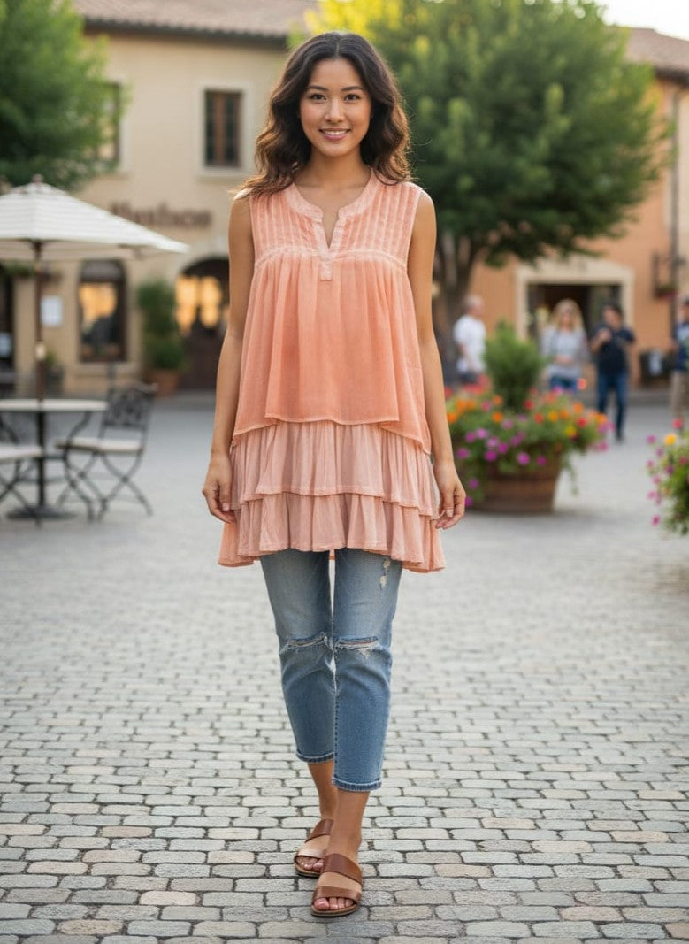 NWT One World Tiered Ruffled Tank