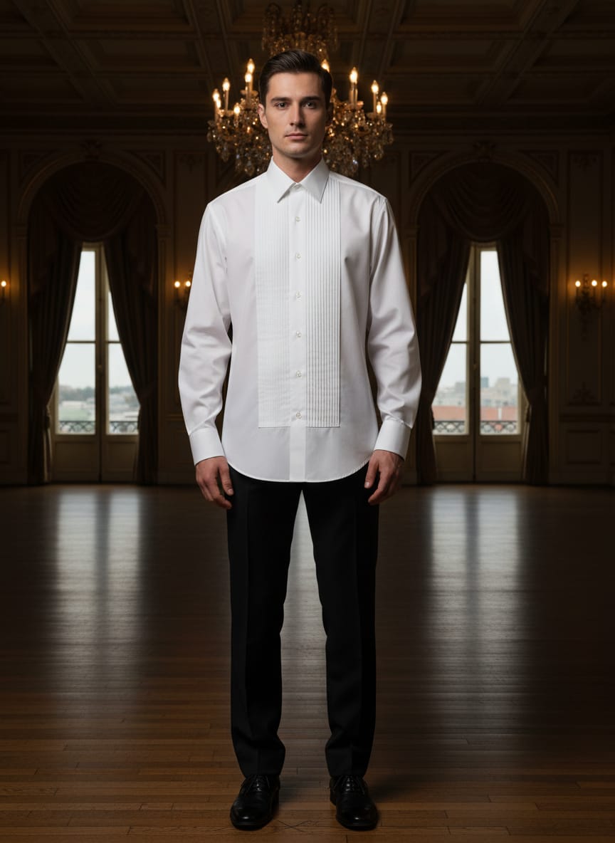 Chaplin Pleated Front Tuxedo Shirt