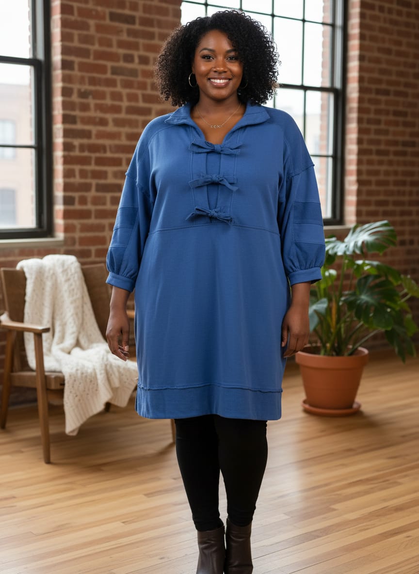 Jodifl Bow-Front French Terry Dress