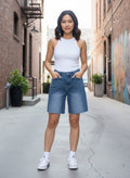 Mid-Wash Denim Jorts