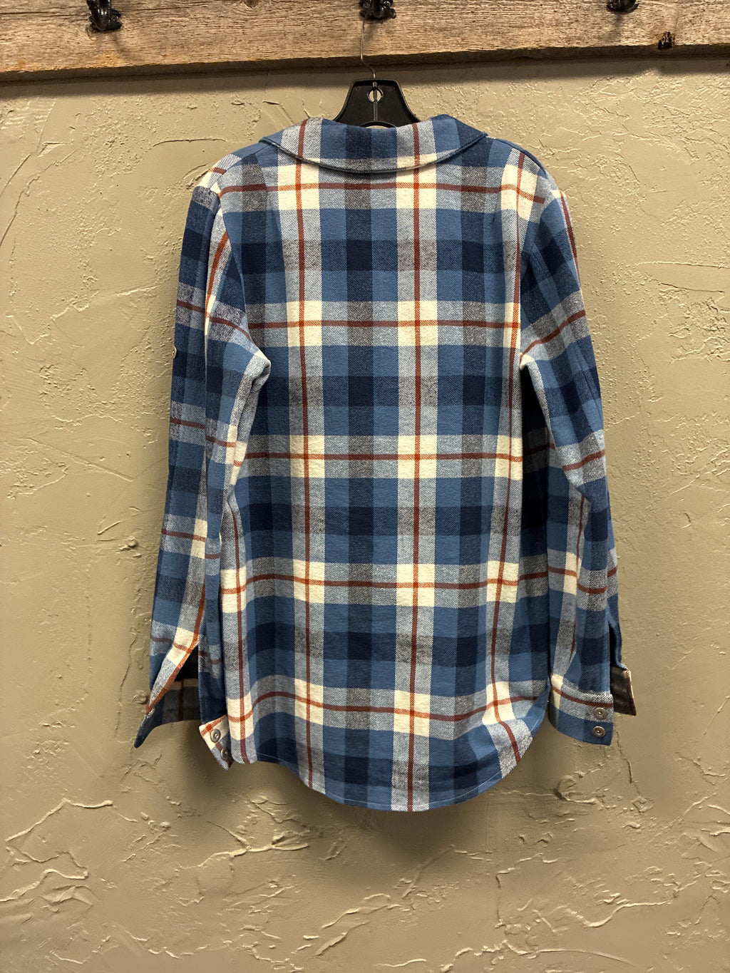 Lace-Up Plaid Flannel Pullover