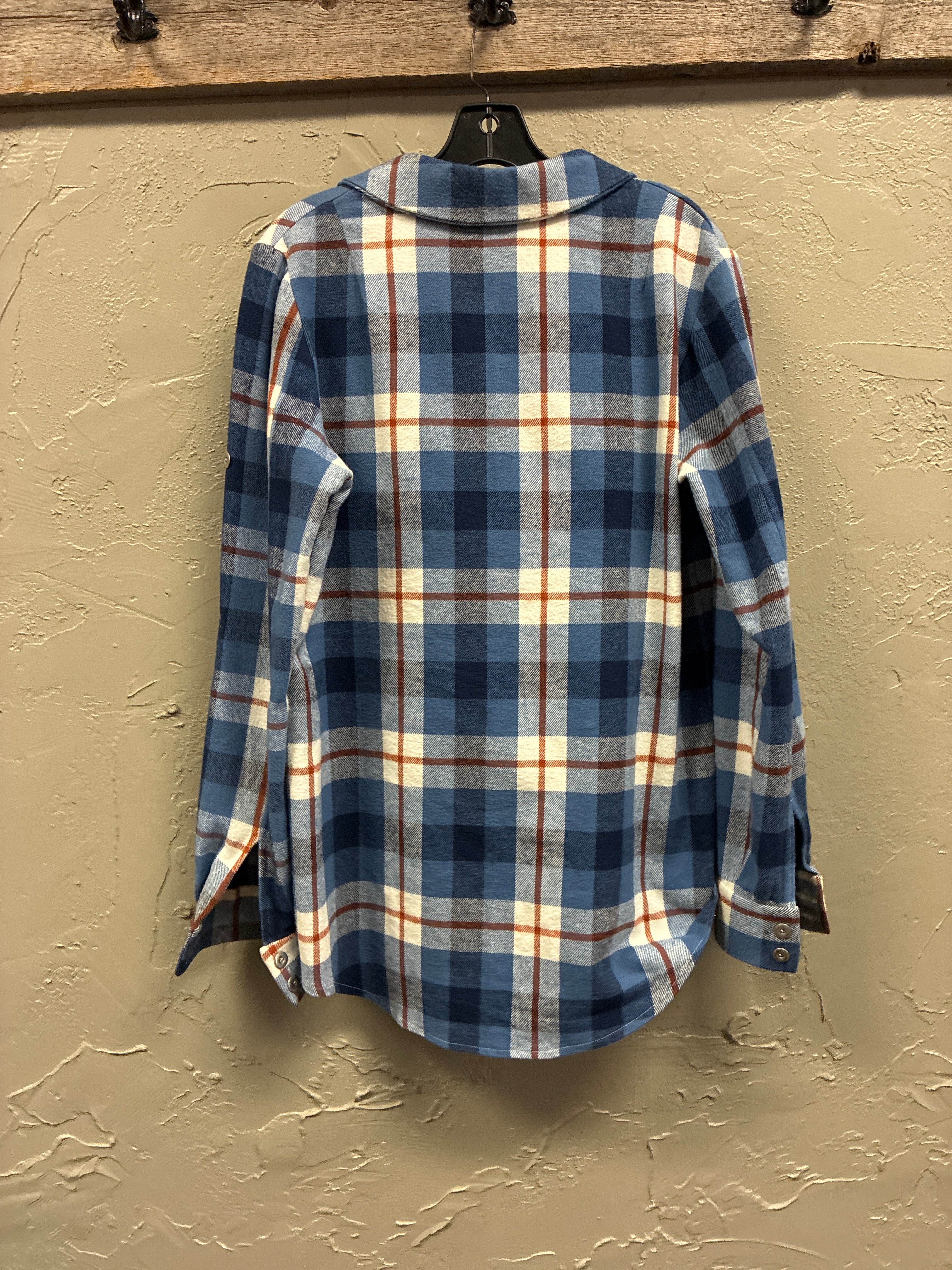 Lace-Up Plaid Flannel Pullover