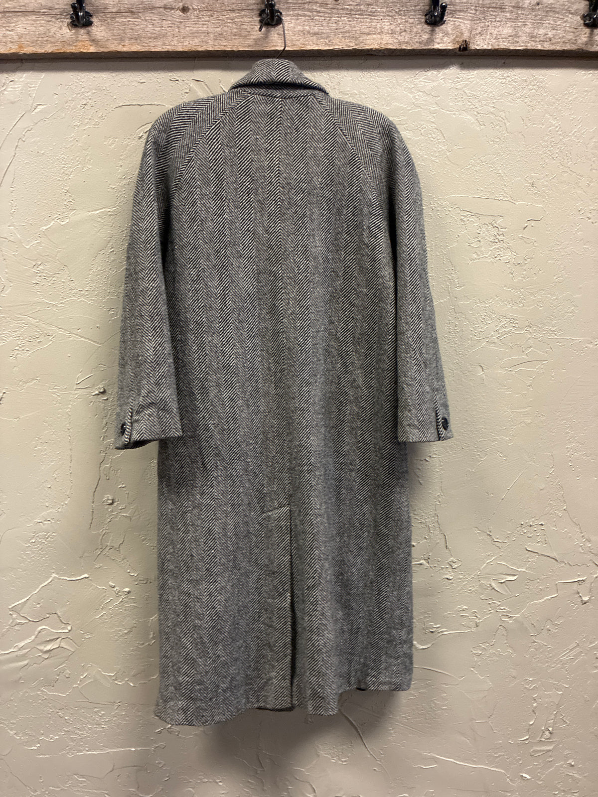 Vtg Stephanie Andrews Herringbone Long Coat