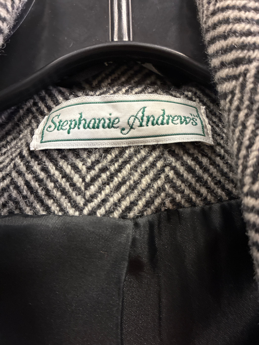 Vtg Stephanie Andrews Herringbone Long Coat