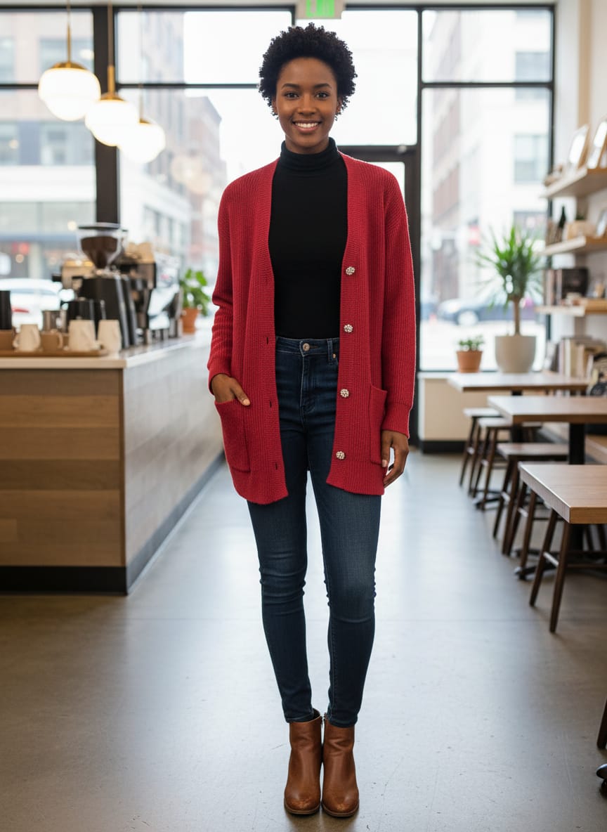 LOFT Red Longline Cardigan (org$80)