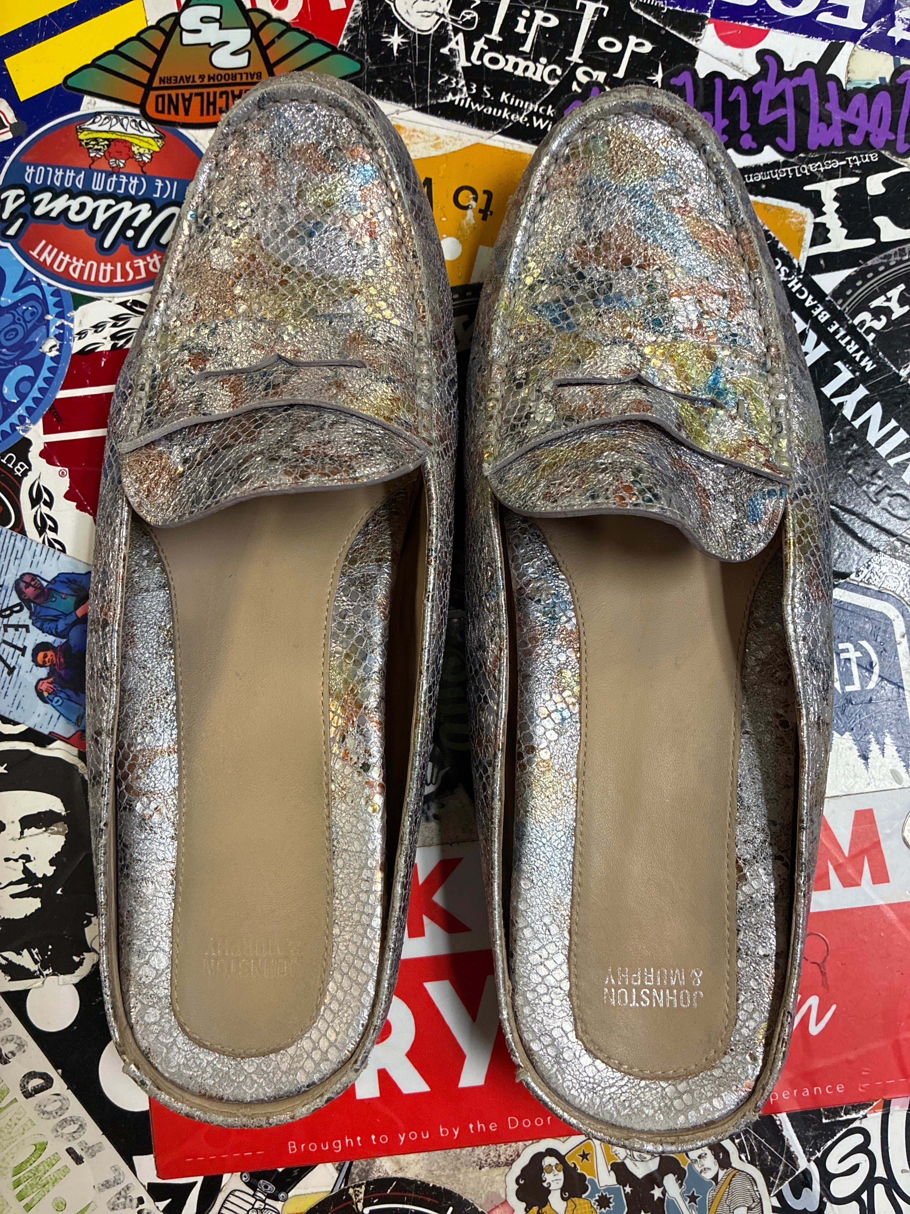 Johnston&Murphy Metallic Snakeskin Loafer (org$158)