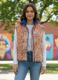 Oversized Cap-Sleeve Floral Vest