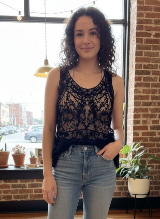 EXPRESS Sheer Crochet Tank