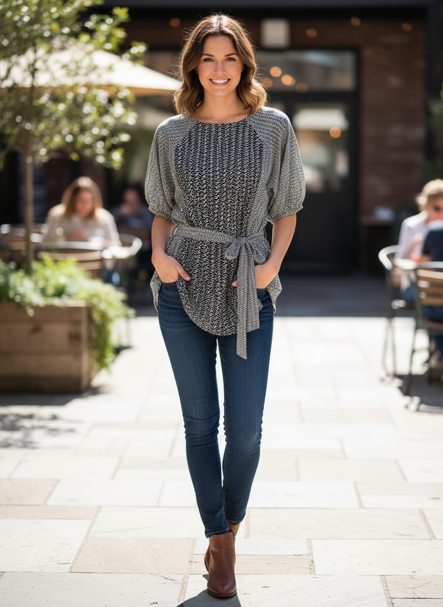 Garnet Hill Belted Tunic Top