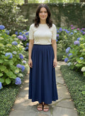 Pleated V-Yoke Maxi Dress