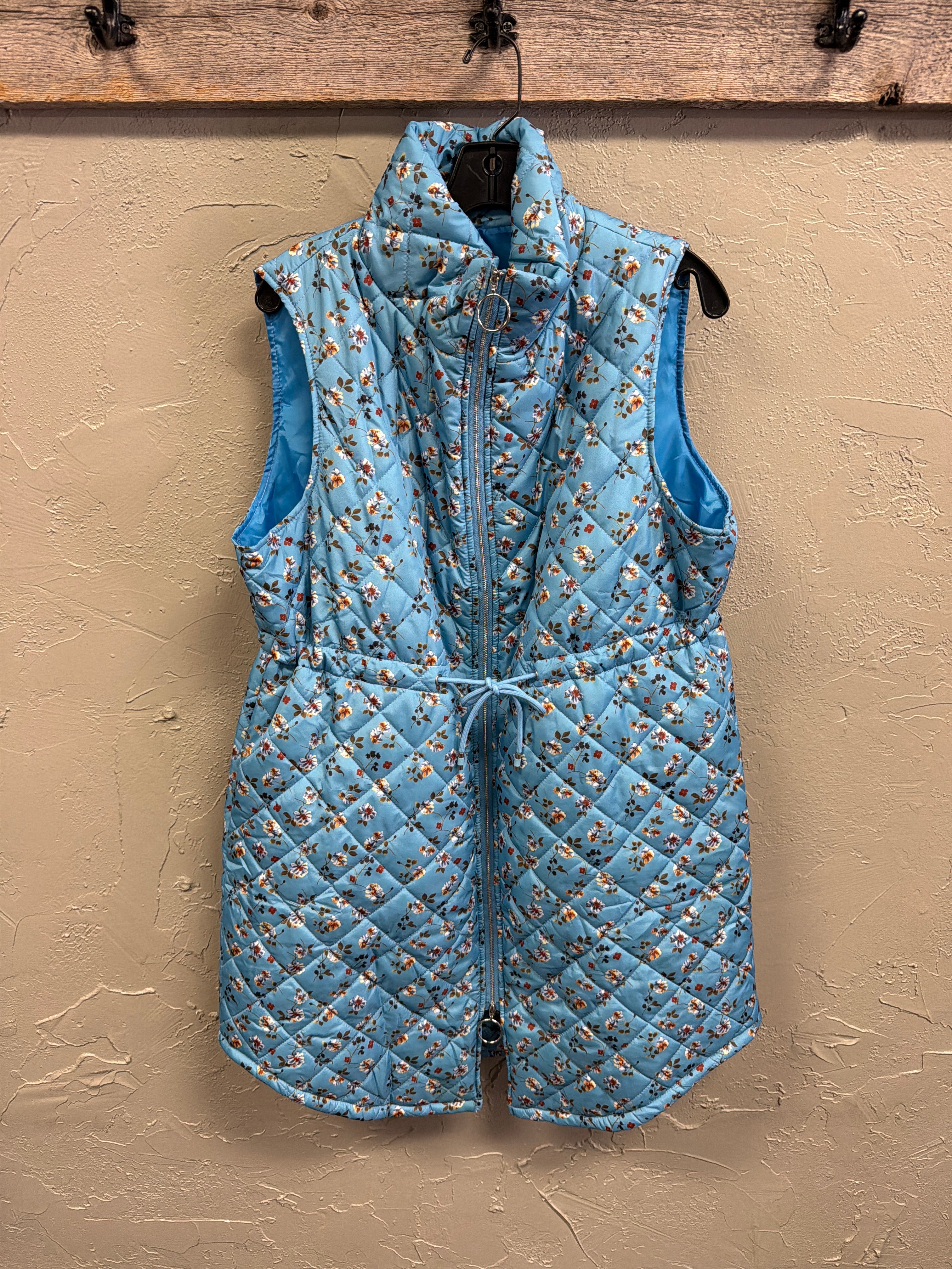 Quilted Floral Long Vest