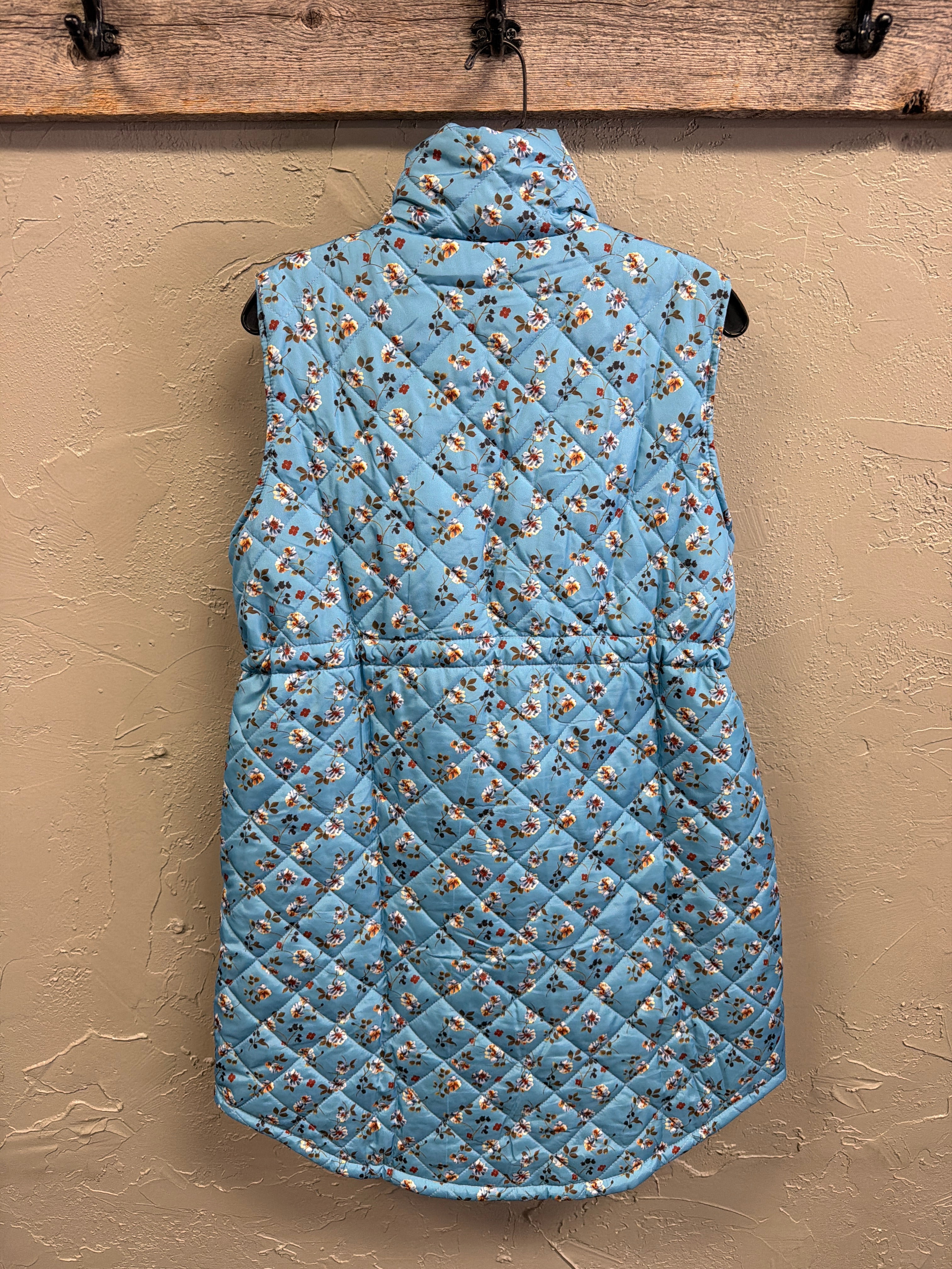 Quilted Floral Long Vest