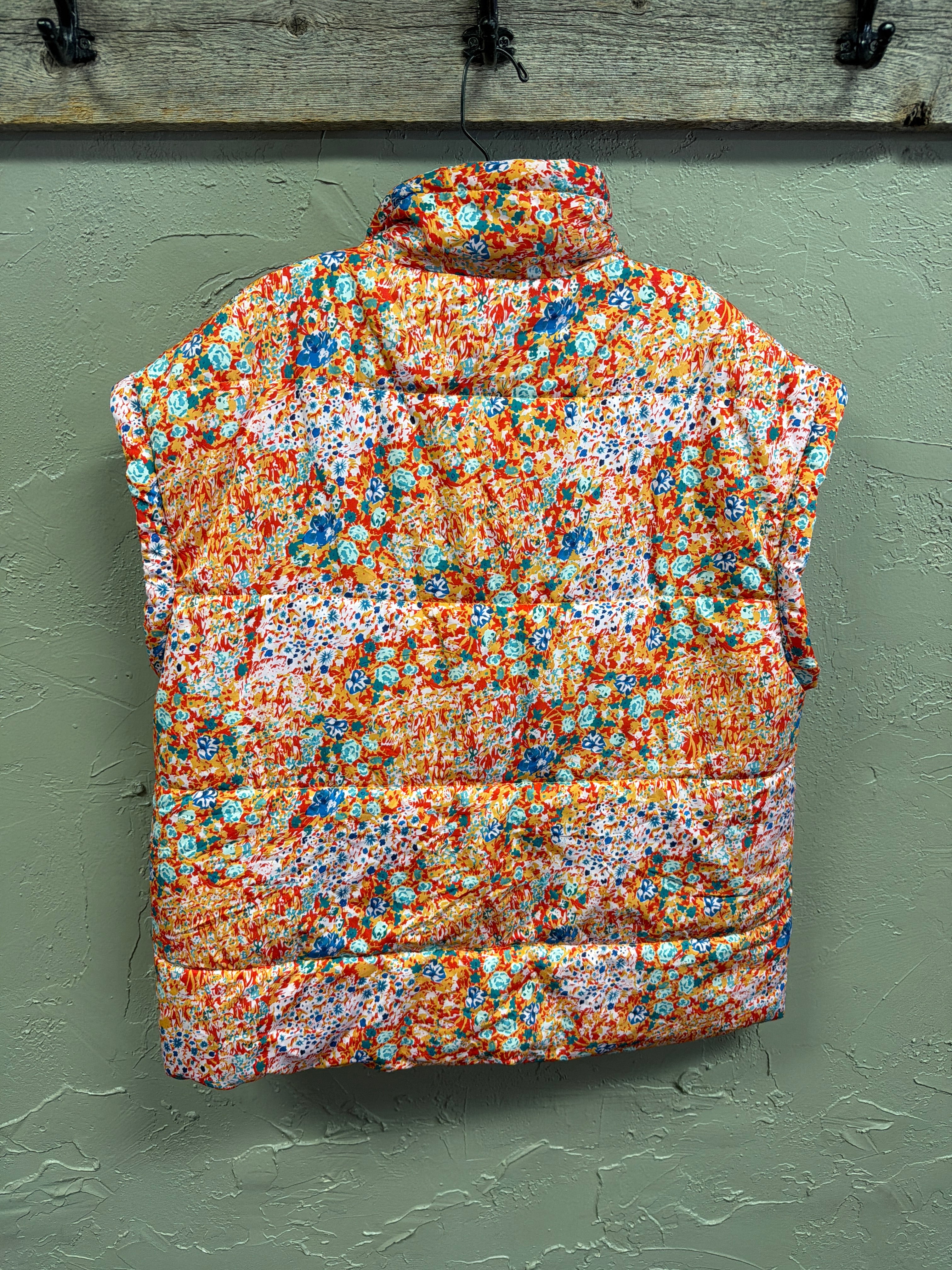 Oversized Cap-Sleeve Floral Vest