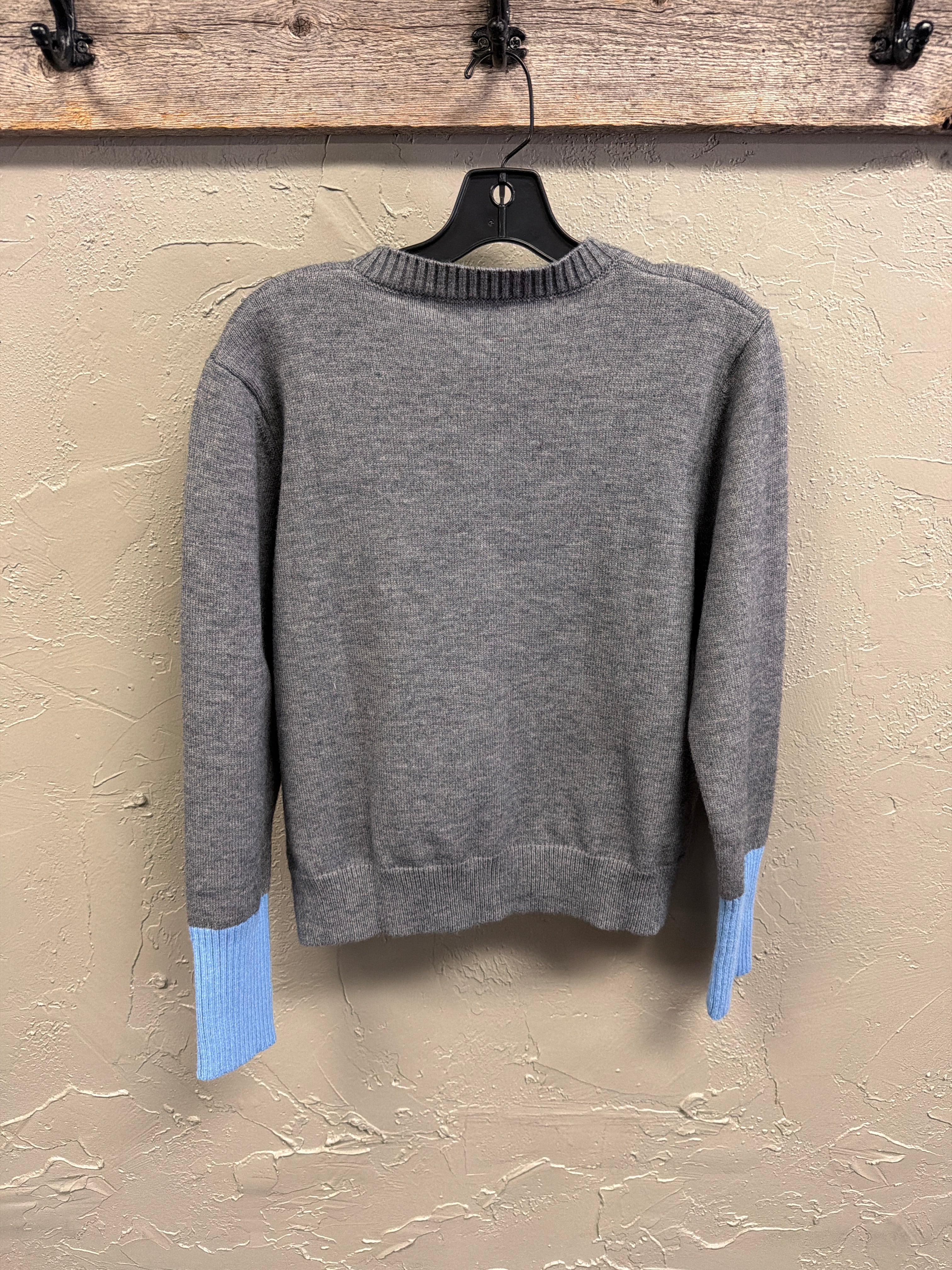 Heart Accent Contrast Knit Cardigan