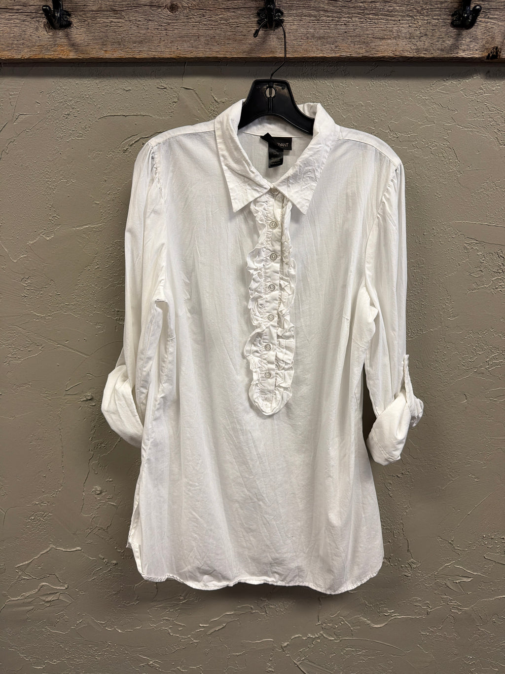 Lane Bryant White Ruffle Tunic
