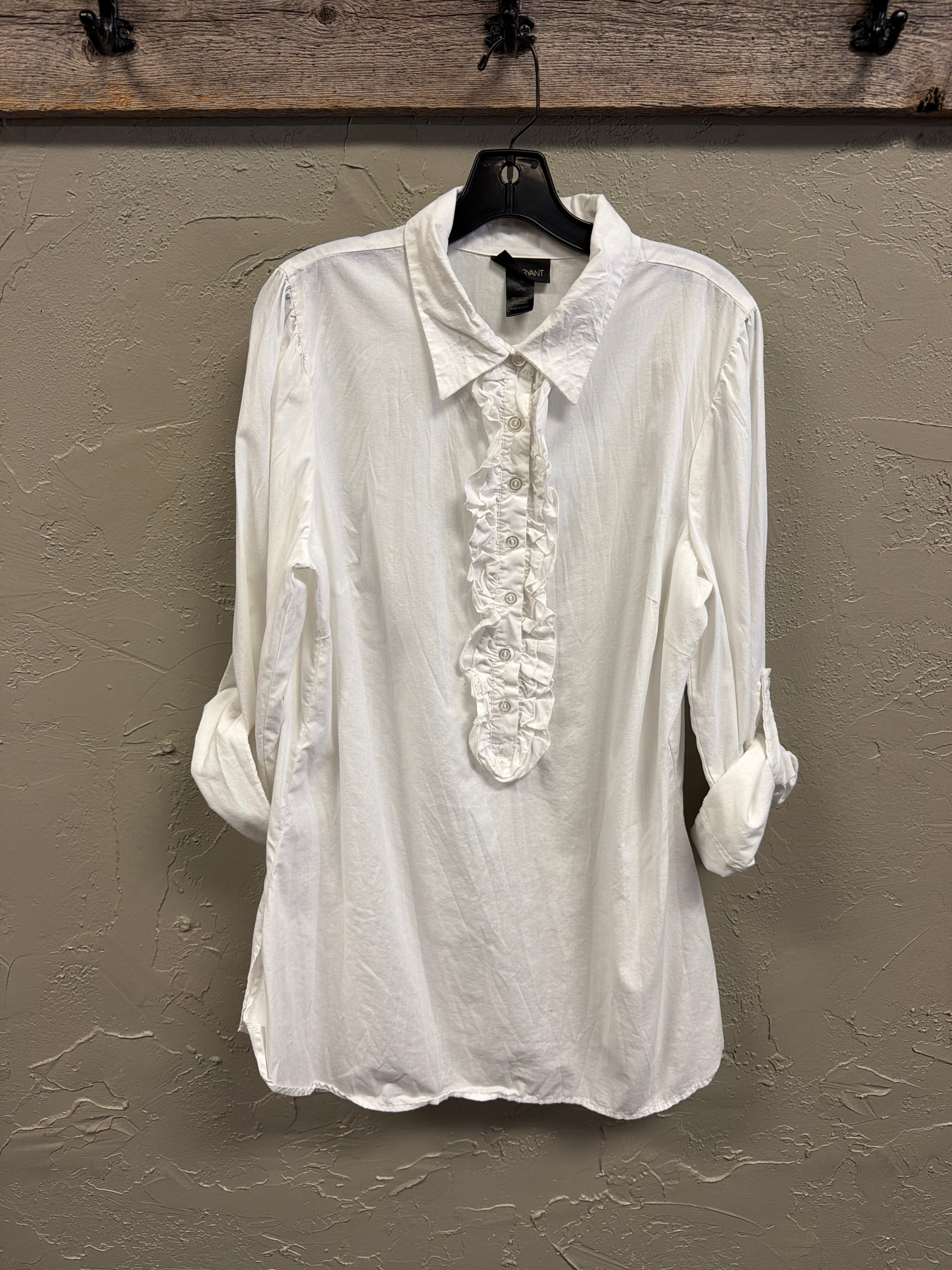 Lane Bryant White Ruffle Tunic