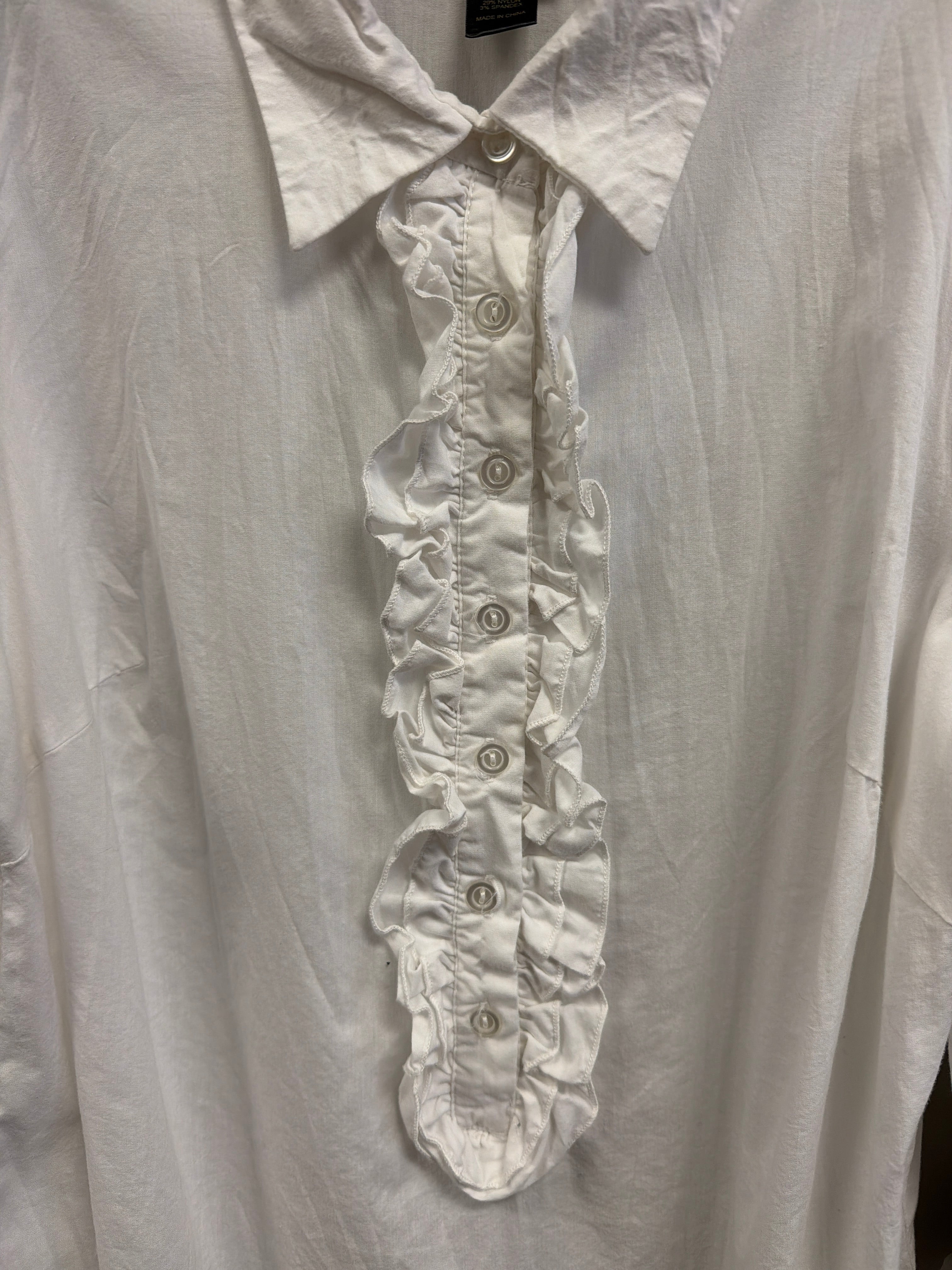 Lane Bryant White Ruffle Tunic