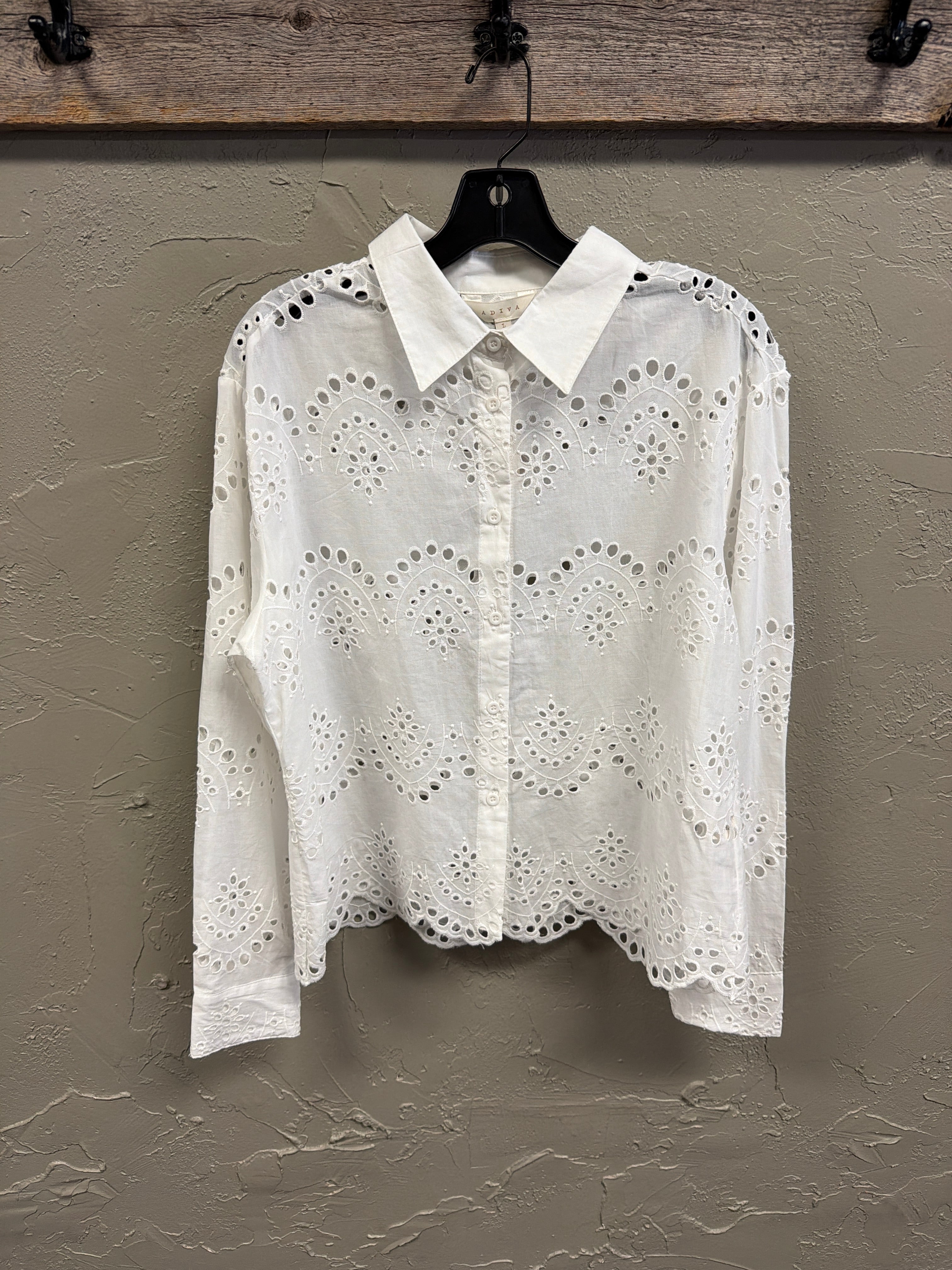 NWT Adiva Eyelet Long Sleeve Top (org$58)
