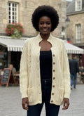 Vtg Handknit Aran Cable Cardigan
