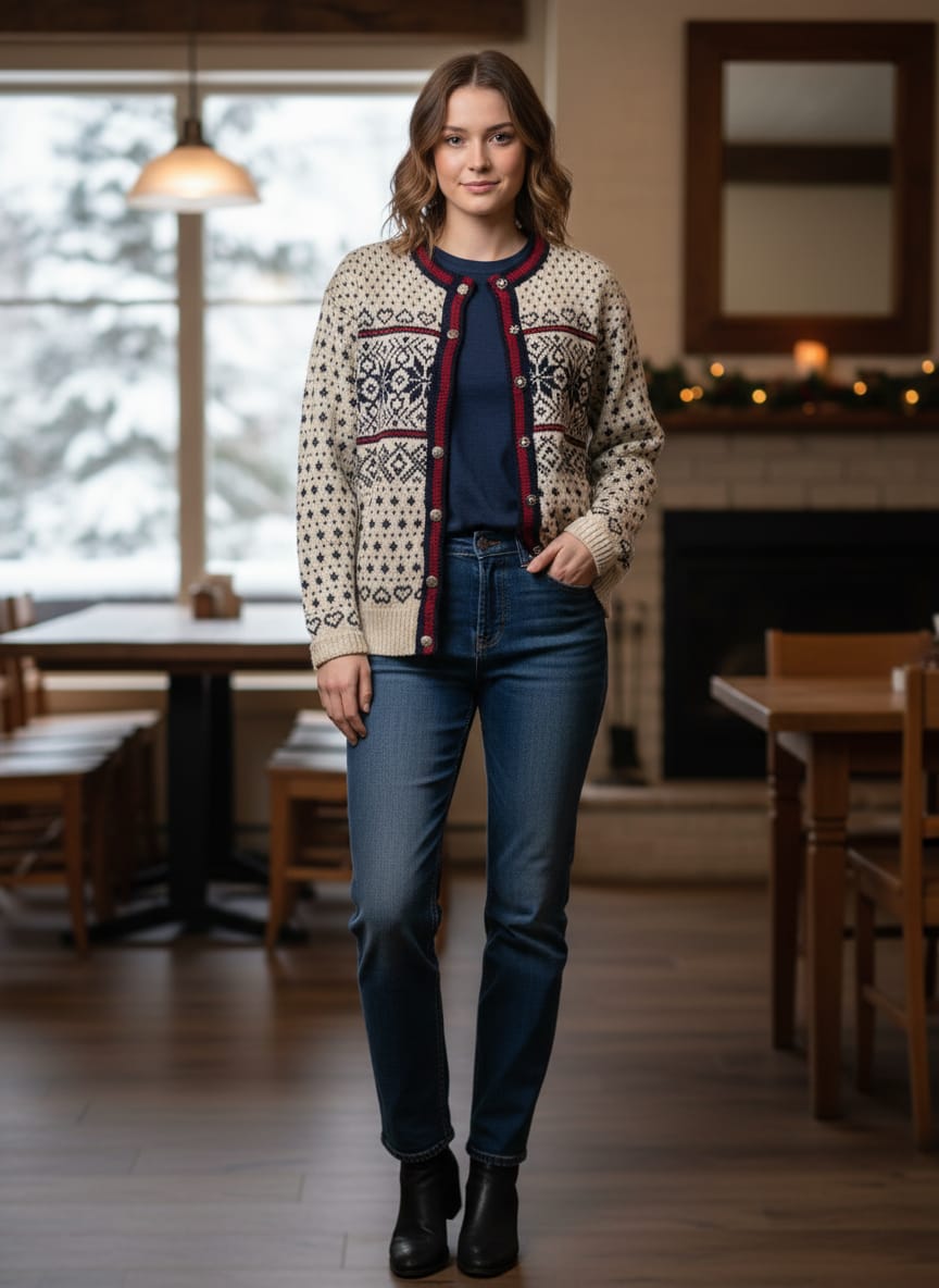 Vtg LL Bean Nordic Fair Isle Sweater