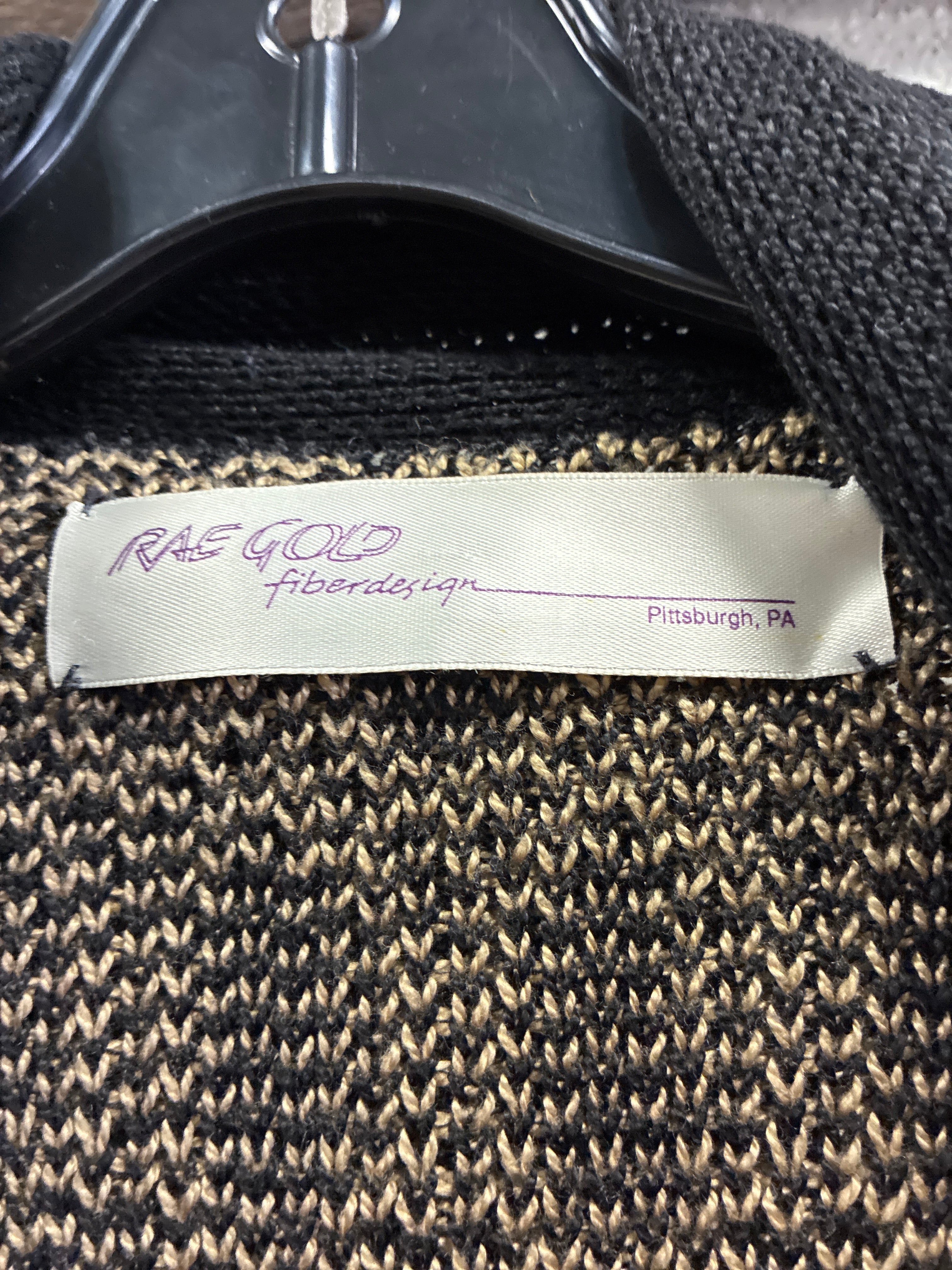 Vtg Rae Gold Geometric Knit Cardigan