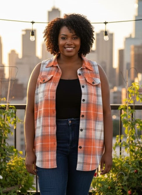 Sleeveless Flannel Shirt