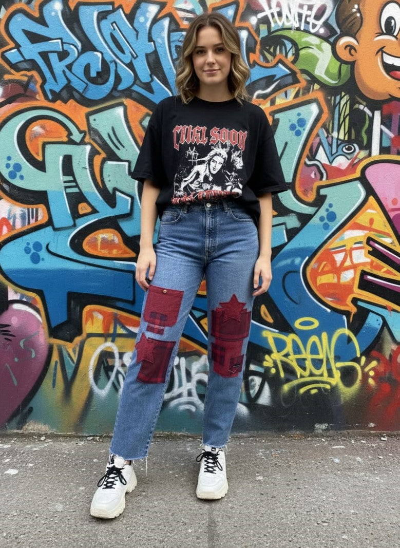 Upcycled Patchwork Denim Jeans