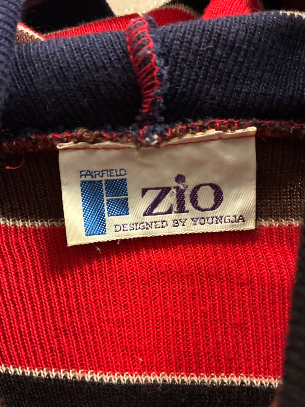 Vtg 70s Zio Striped Cowl-Neck Pullover