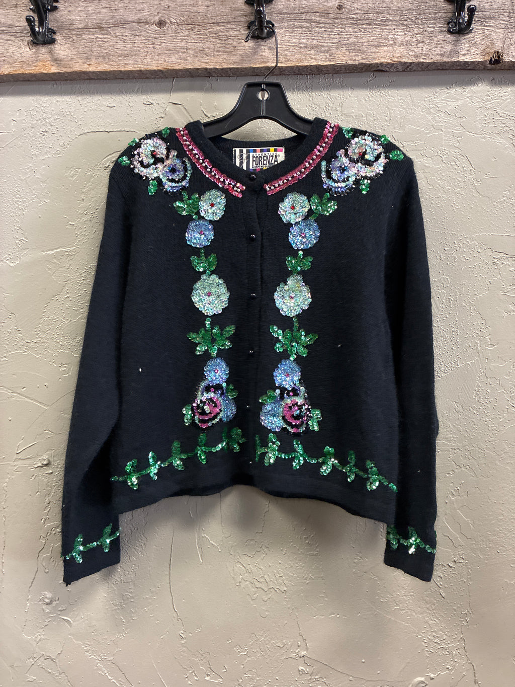 Vtg Forenza Embellished Sequin Cardigan