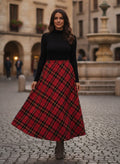 Vtg 70s Plaid Maxi Skirt