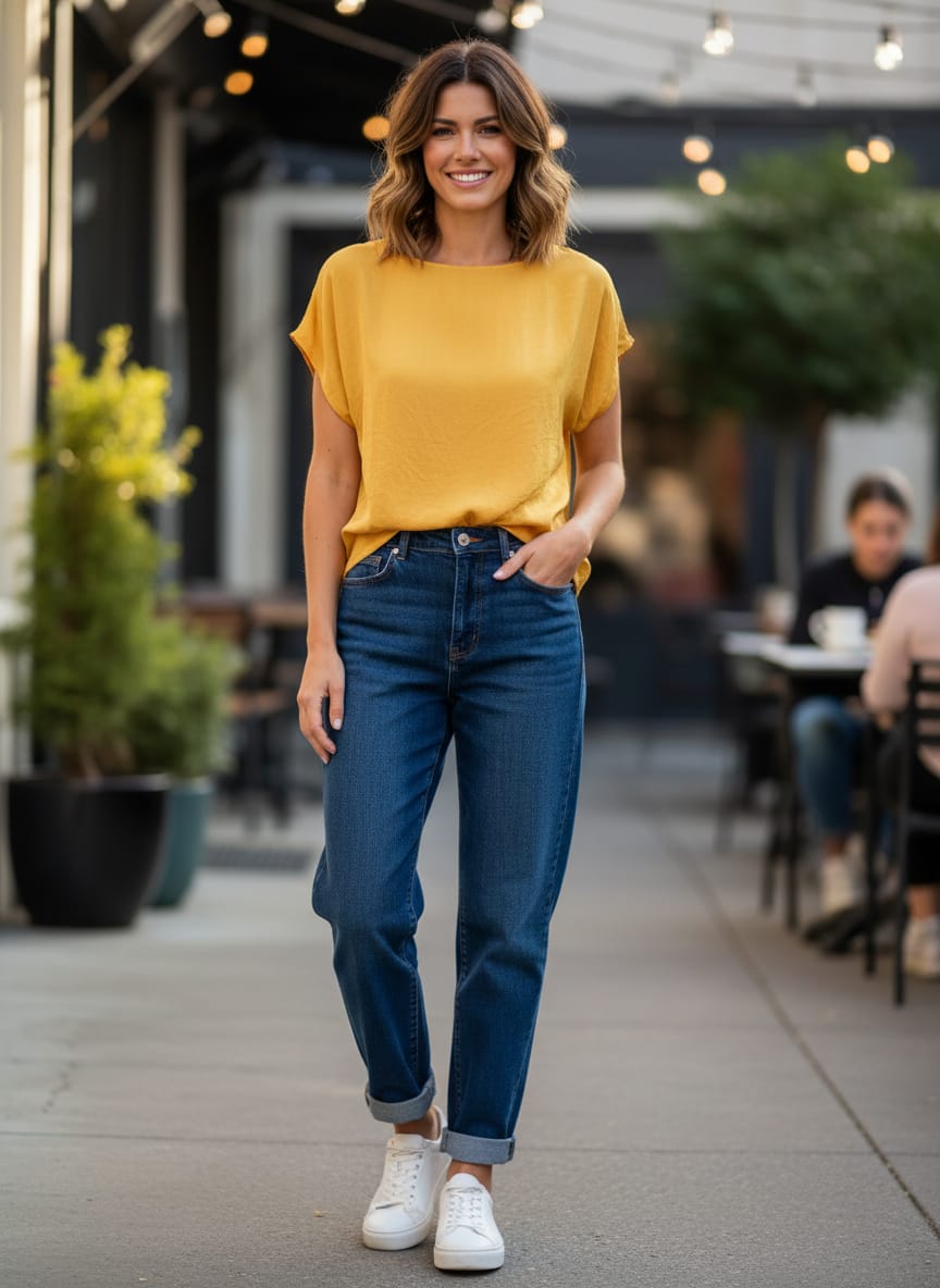 Yellow Short Sleeved Blouse