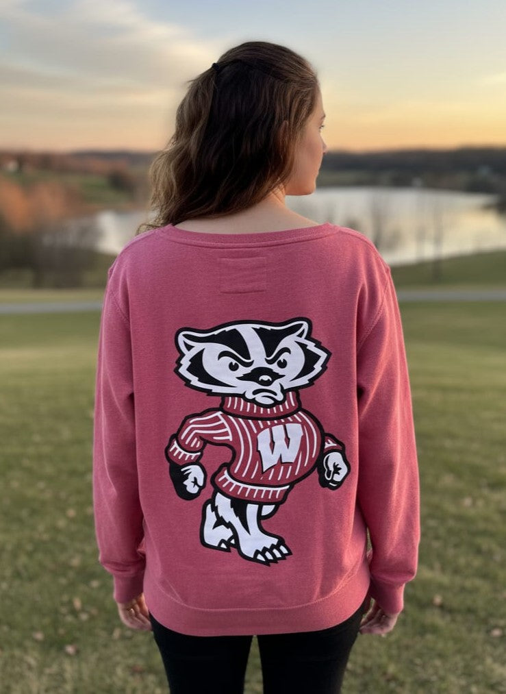 WI Badgers Boatneck Pullover