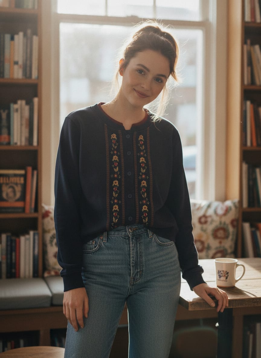 Vtg 90s C&K Embroidered Button-Front Sweatshirt