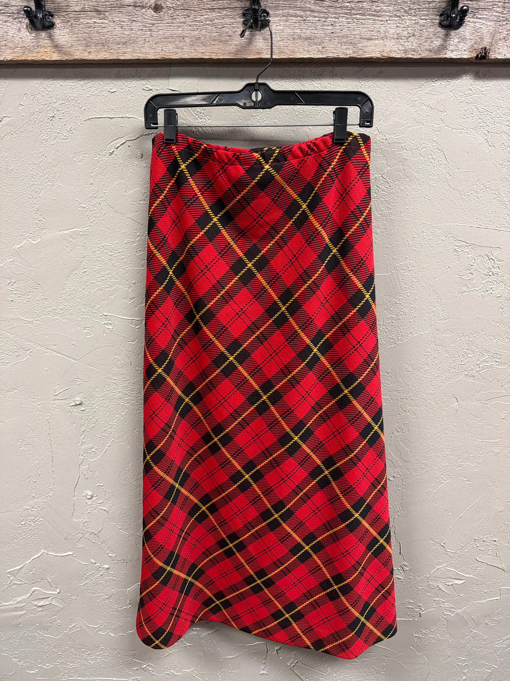 Vtg 70s Plaid Maxi Skirt