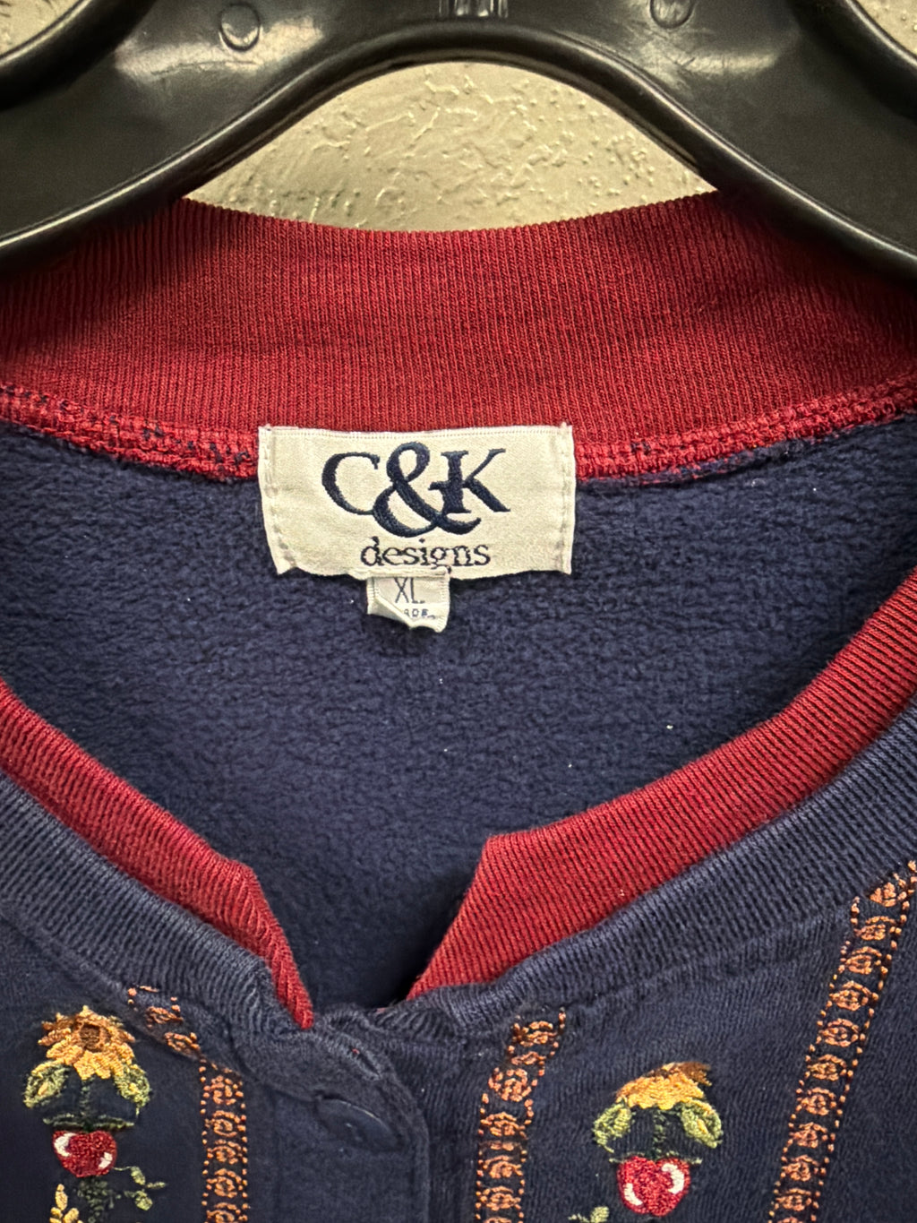 Vtg 90s C&K Embroidered Button-Front Sweatshirt