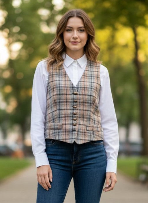 Vtg Wool Plaid Vest